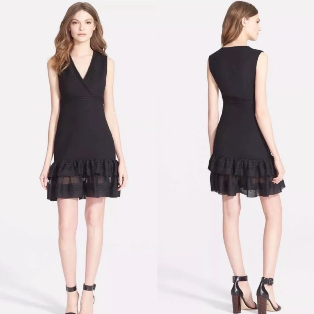 Diane Von Furstenberg Ruffle Black Dress Size 0 LBD